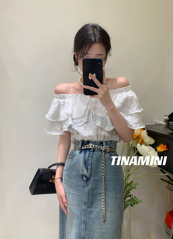 [tinamini] Korean style one shoulder shirt 6801\hjy