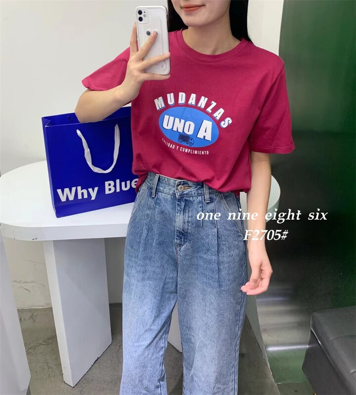 [1986] Korean print versatile short sleeve T-shirt ys1-2705\xyy