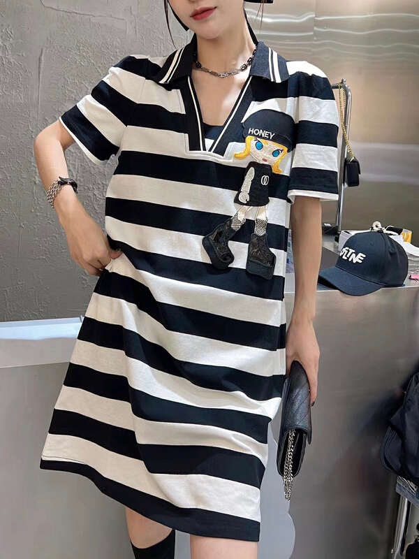 [YT] little girl stripe bubble sleeve dress ly5368\pcz