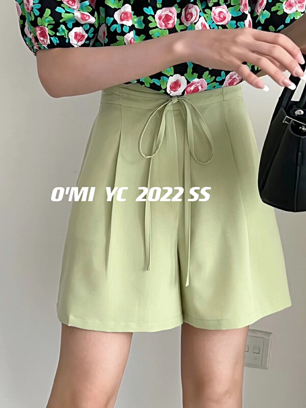 [O MI] versatile high waist lace up casual shorts ys-6603\hbx