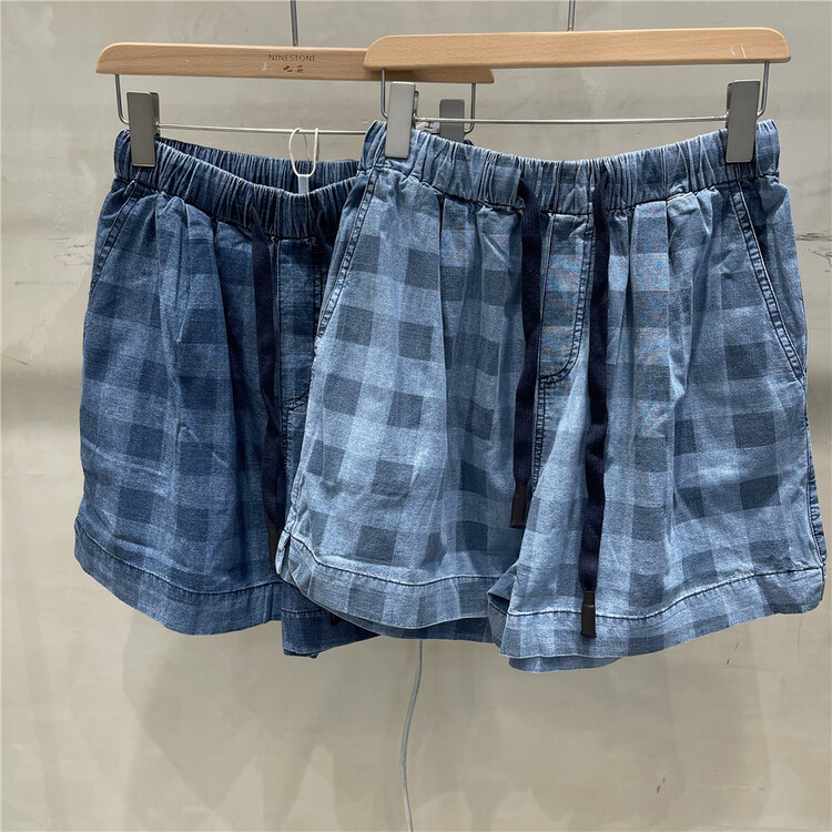 [fabric] Plaid elastic waist comfortable casual shorts 862033\l