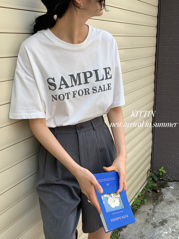 Original price 39.48! [Kittin] Korean simple letter printed t short sleeve T-shirt 350
