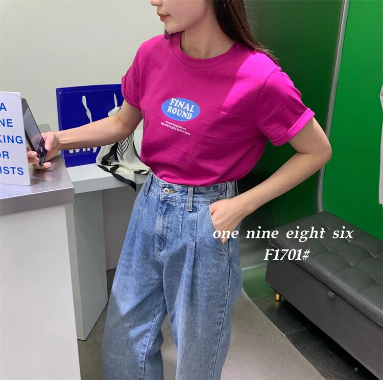 [1986] simple and versatile letter short sleeve T-shirt 1701\xyy