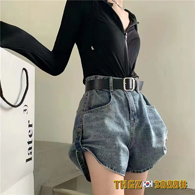 In early summer! [fairy tale princess] elastic waistband at both sides and retractable denim shorts 3088-2\hjy at the side