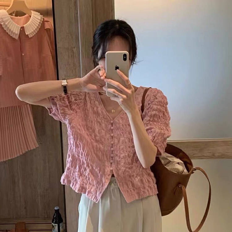 [wgwe] bubble sleeve thin temperament shirt 1739\pcz