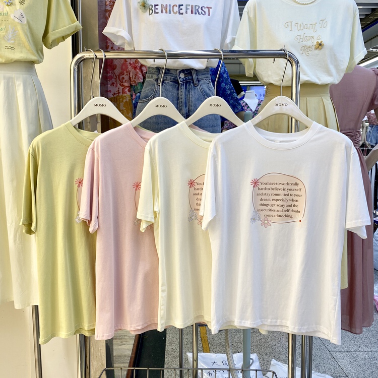 [Momo] loose print versatile short sleeve T-shirt 3897\hbx
