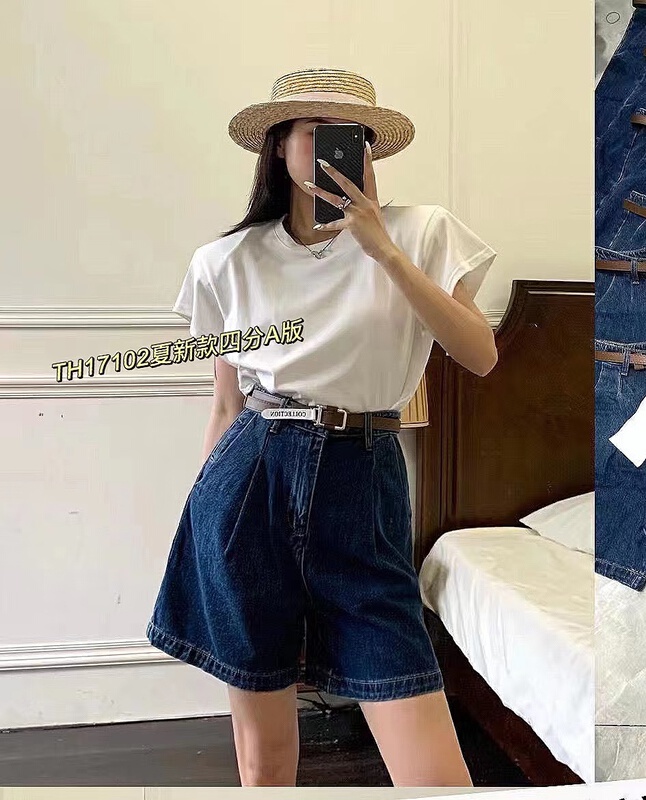 [T.H] Korean loose and versatile denim shorts (with belt) 17102\lsw