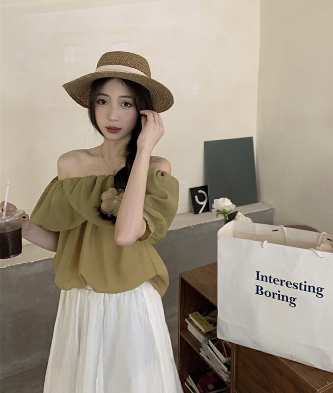 [y.jia EJA] gentle off shoulder shirt + versatile gentle skirt suit ys2-3332\pcz