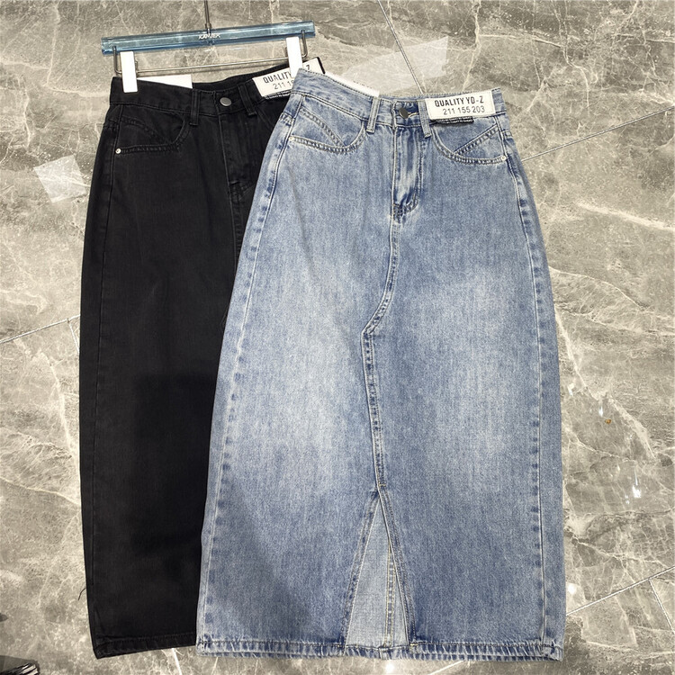 [Kamil] high waist washing versatile skirt 9282\zjy