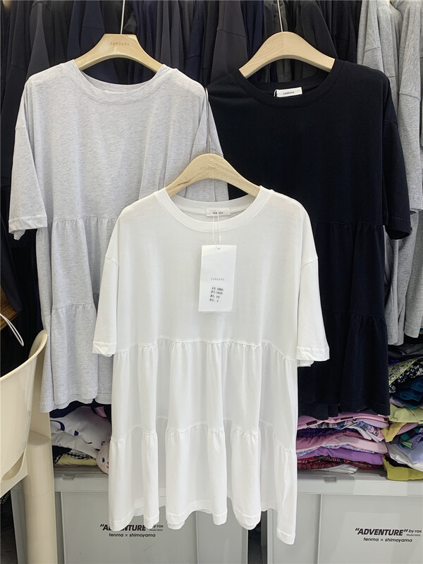 [sanbara] round neck loose vintage dress 9629\lsw