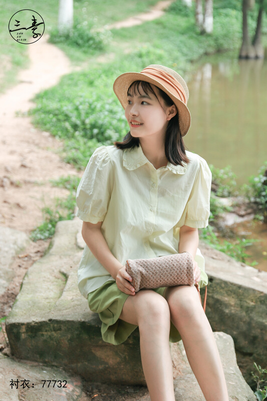 [original three plain clothes] simple temperament leisure literary style shirt 77732