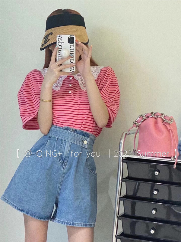 [qingqingjia] Korean loose and slim comfortable denim shorts 651\xyy