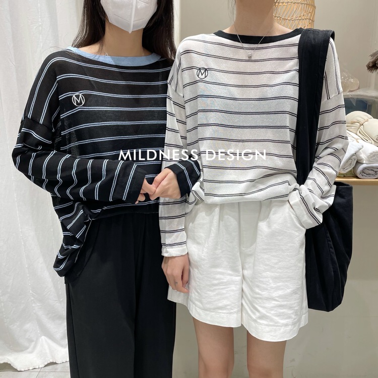 [mildness] Korean stripe comfortable t-shirt 3053-1\zjy