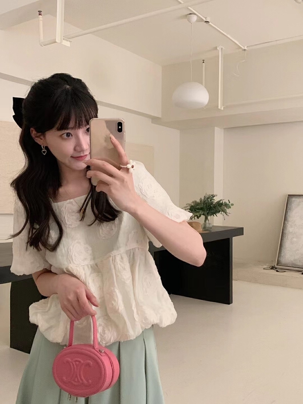 [baby] square neck three-dimensional embroidery bubble sleeve shirt 8631\wtt