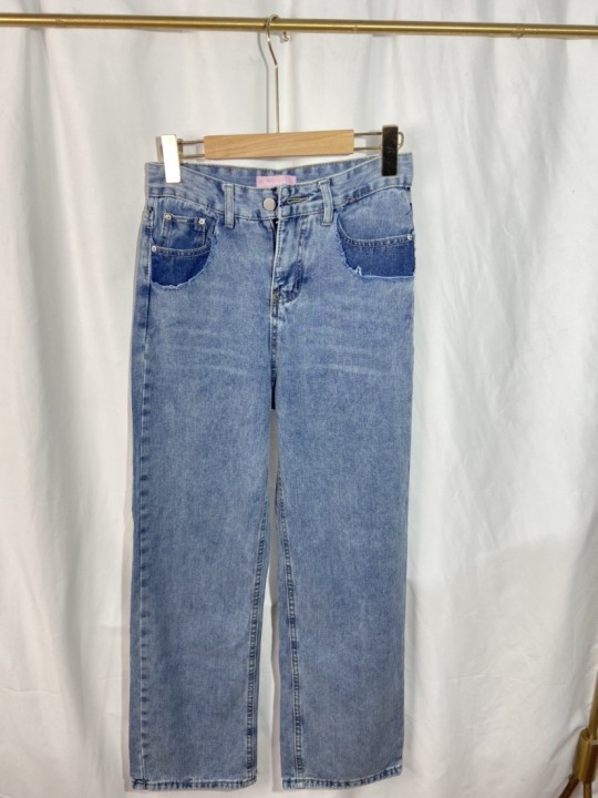 [Yi show shop] color blocking aging trend jeans 1520\cl