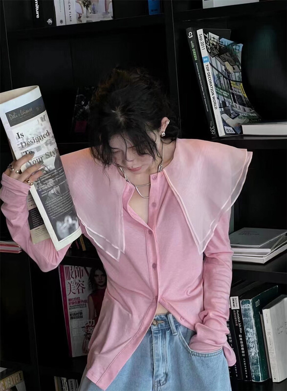 [Yan Zhen] fashionable, fresh and sweet lotus leaf collar shirt 78112\pcz