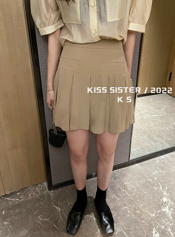 [kiss sister] Korean draped simple pleated skirt 9206\ozq