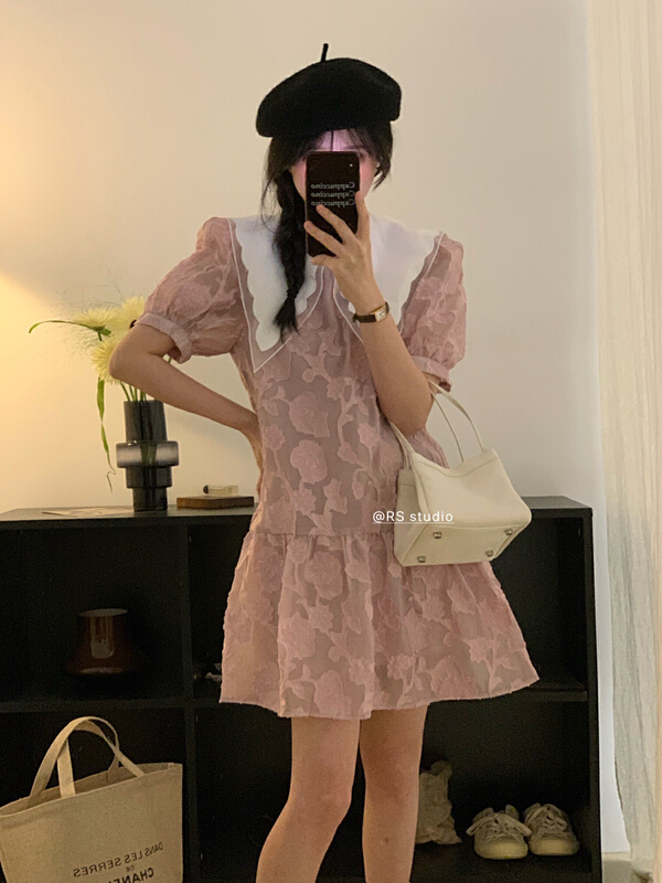 [RS] large lapel hook flower sweet dress rs2109\xyy