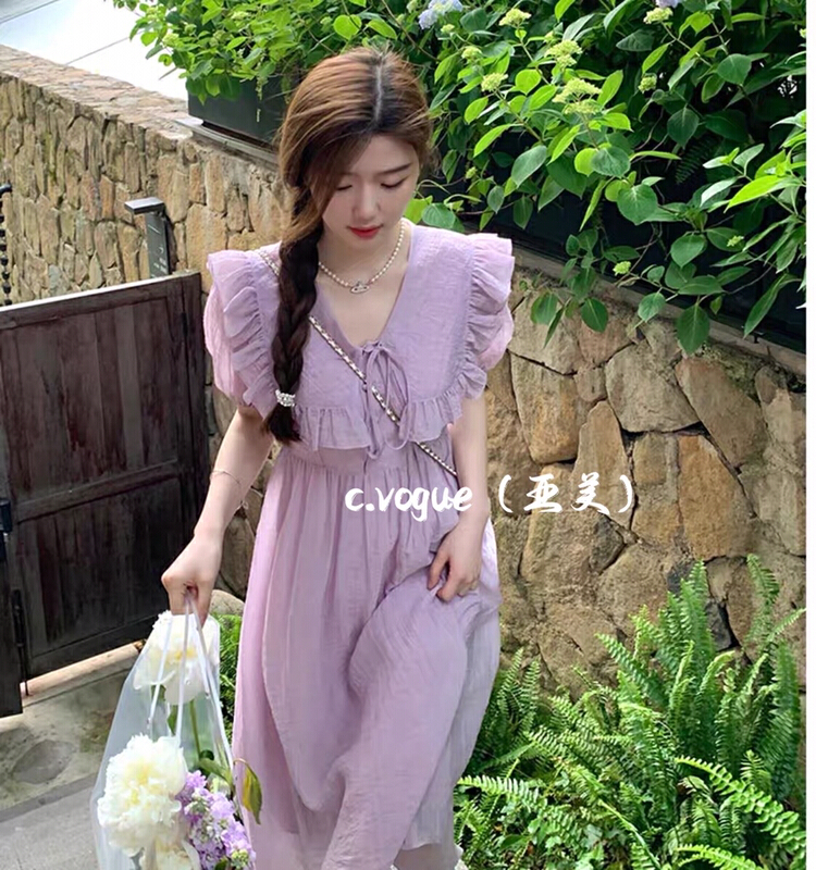 [c.vogue] Korean soft baby collar waist design dress 3912\pcz