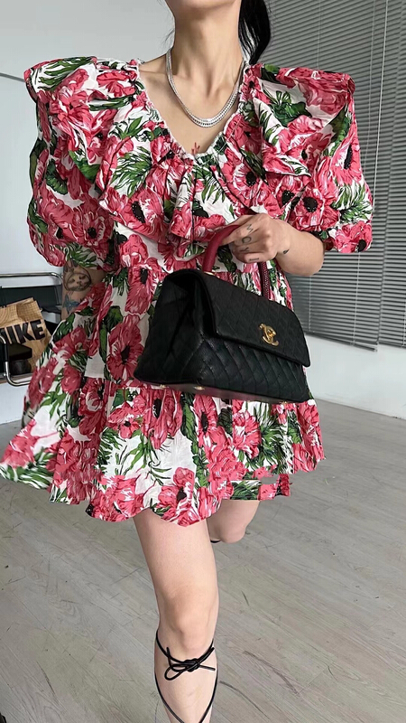 [MI] Korean fashion heavy industry Ruffle floral dress (dress only) 9641\pcz
