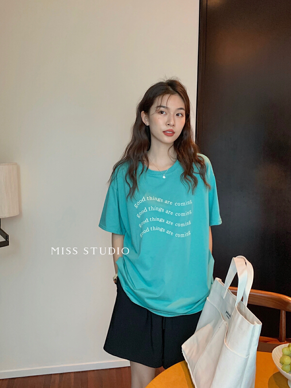 [miss miss home] Korean wave lettering printed comfortable short sleeve T-shirt y8849