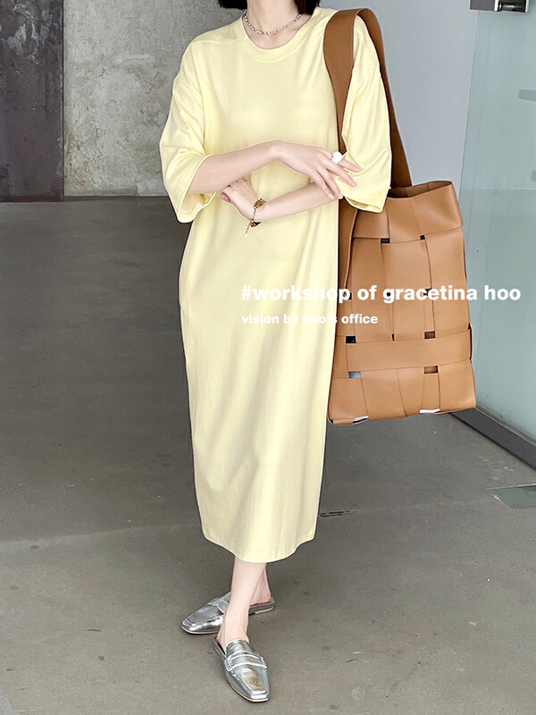 [gracetina Hoo] simple design clean color dress ly6123\zxl