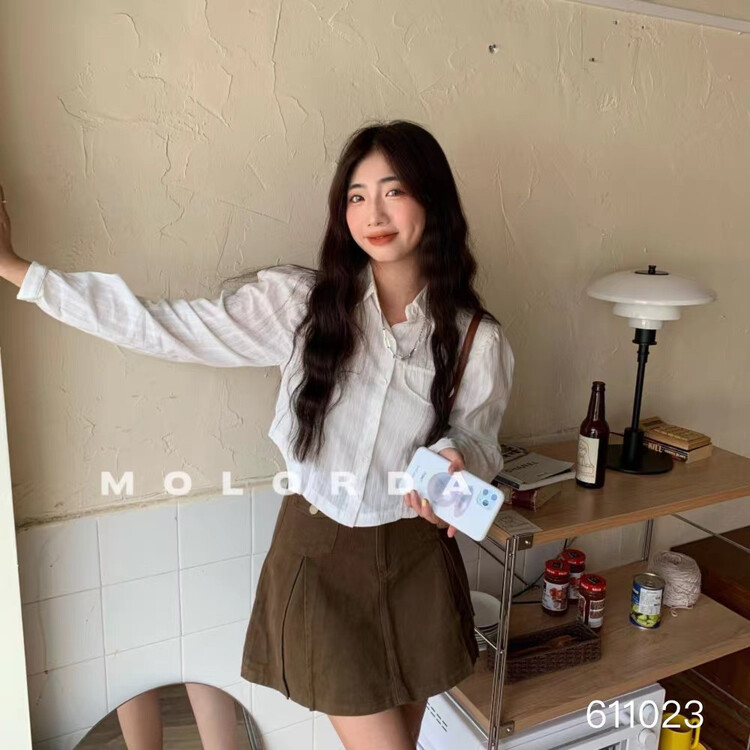 Original price 50.76! [morada] simple bubble sleeve versatile shirt 611023\xyy