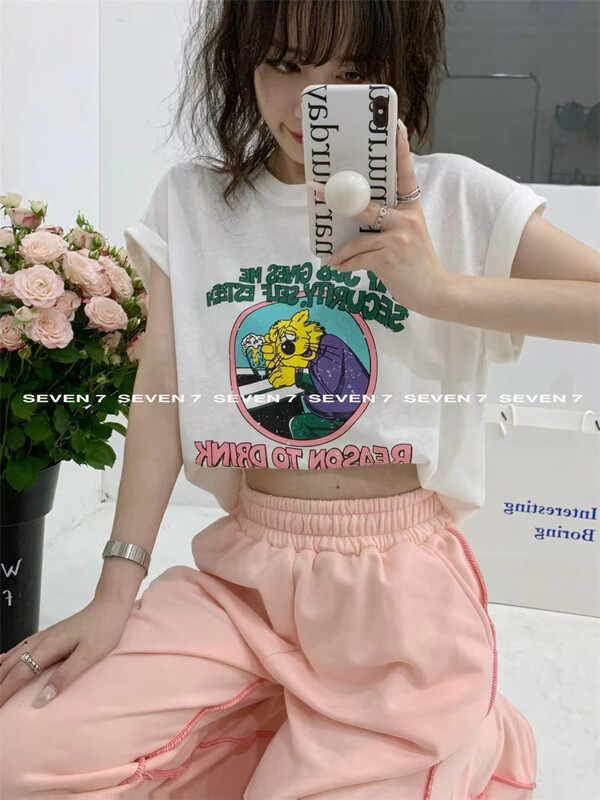 [seven 7] graphic print comfortable short sleeve T-shirt 8220\wtt