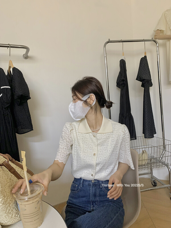 [thirteen 13] lace slim simple shirt 1683\xyy