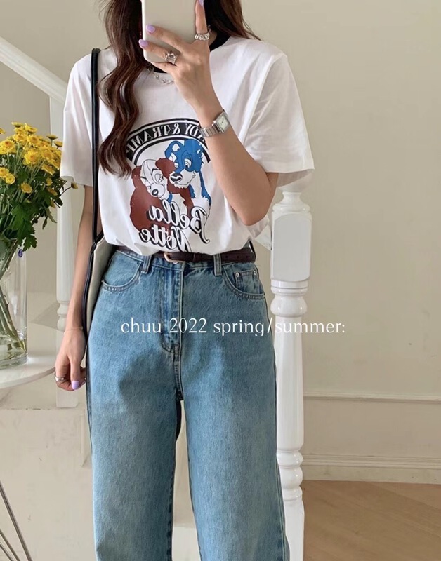 [chuu] casual cartoon printed short sleeve T-shirt ys1-1099\hbx