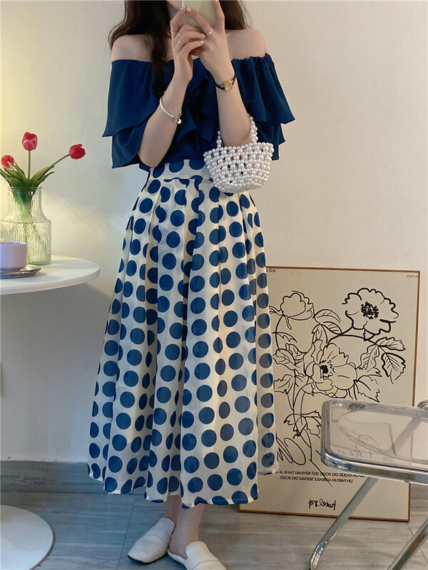 [thousands of fashion products] Han Shu's big wave point skirt 853\hjy
