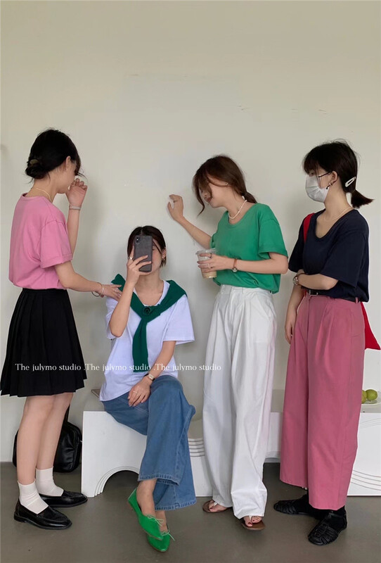 [the end of July] casual simple and versatile short sleeve T-shirt 5569\hbx
