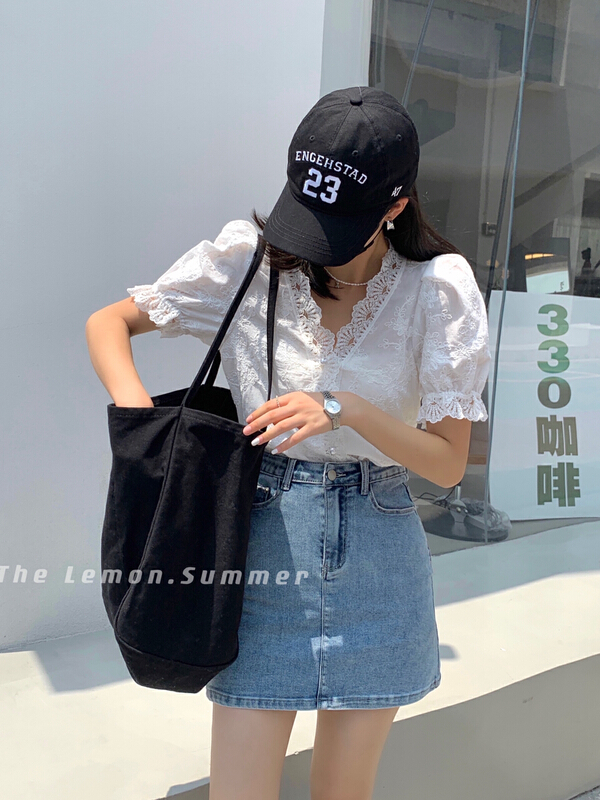 [lemon green tea] Korean version high waist thin denim skirt (only denim skirt) b-826\hjy