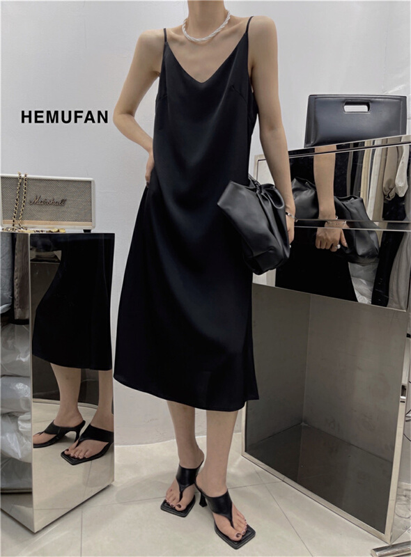 [hemufan hemufan] Korean slim suspender solid dress (without belt) ys1-2256\l