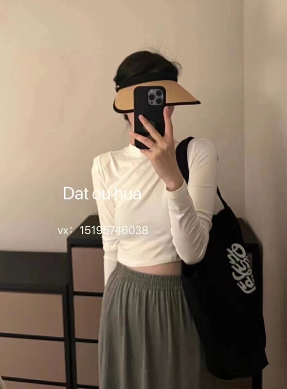 [wht] clear color shoulder design shoulder pad long sleeve T-shirt 5097\wtt