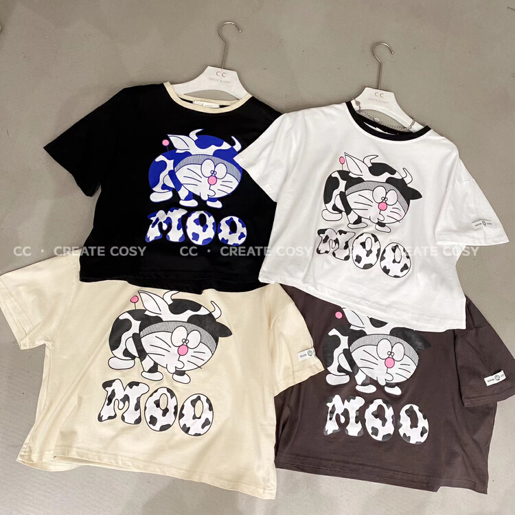 Original price 18.04! In early summer! [CC] cute print color block short sleeve T-shirt ys1-102\xyy