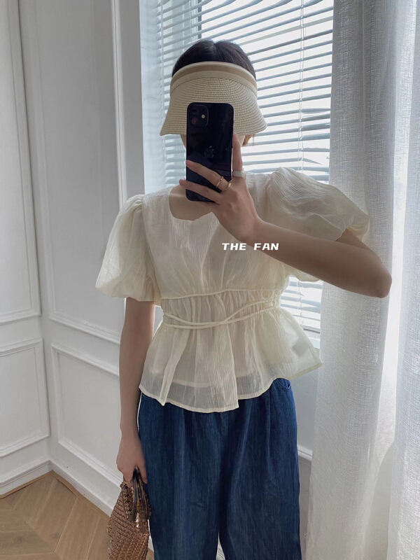 [the fan] summer new sweet bubble sleeve shirt 506385\pcz