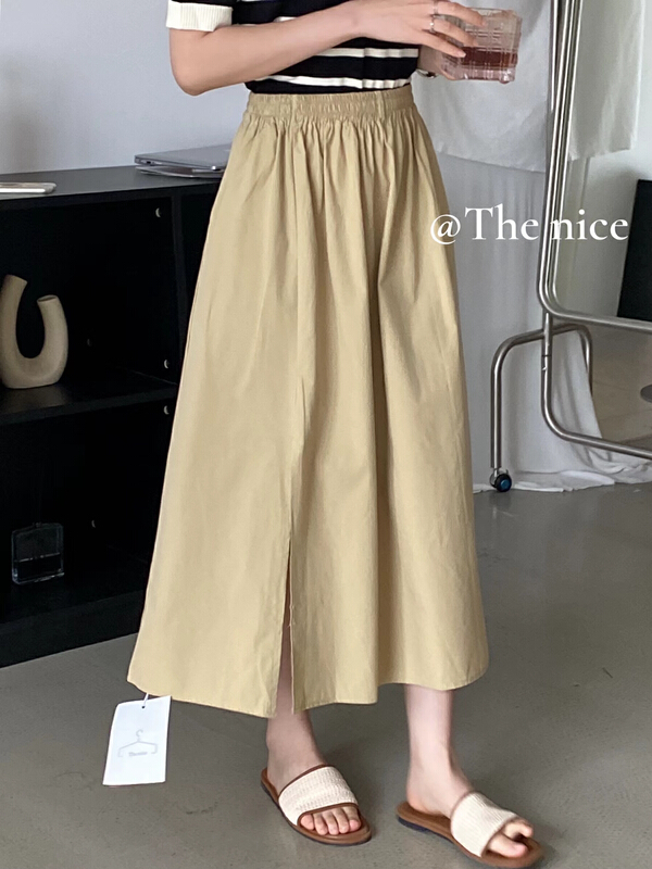 [the nice] high waist elastic waist comfortable skirt a5092\hjy