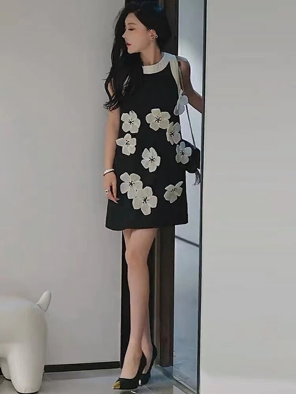 [c.h.z] three dimensional small flower color matching dress 007769\wtt