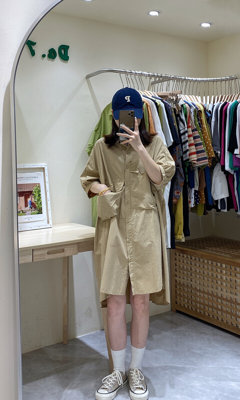 [da.7] Korean casual patchwork shirt dress 2639\lsl
