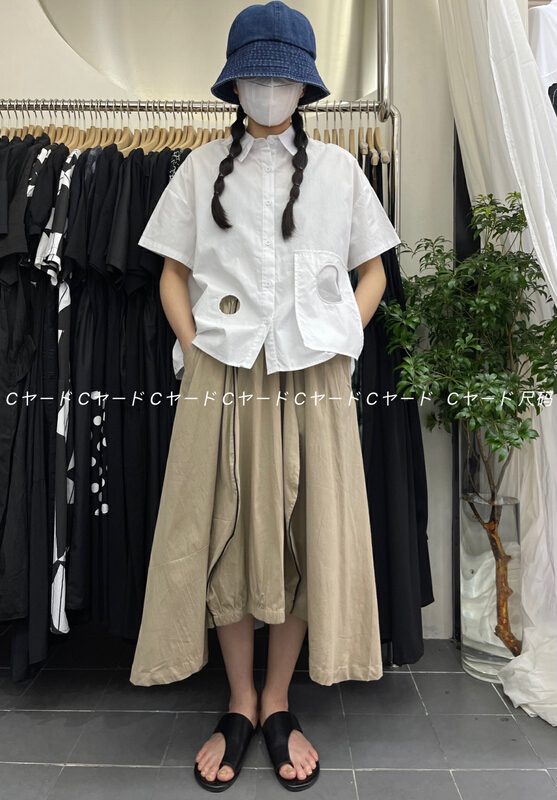[size] simple drawstring hem elastic rubber band Cotton Linen Skirt 65889\lsw
