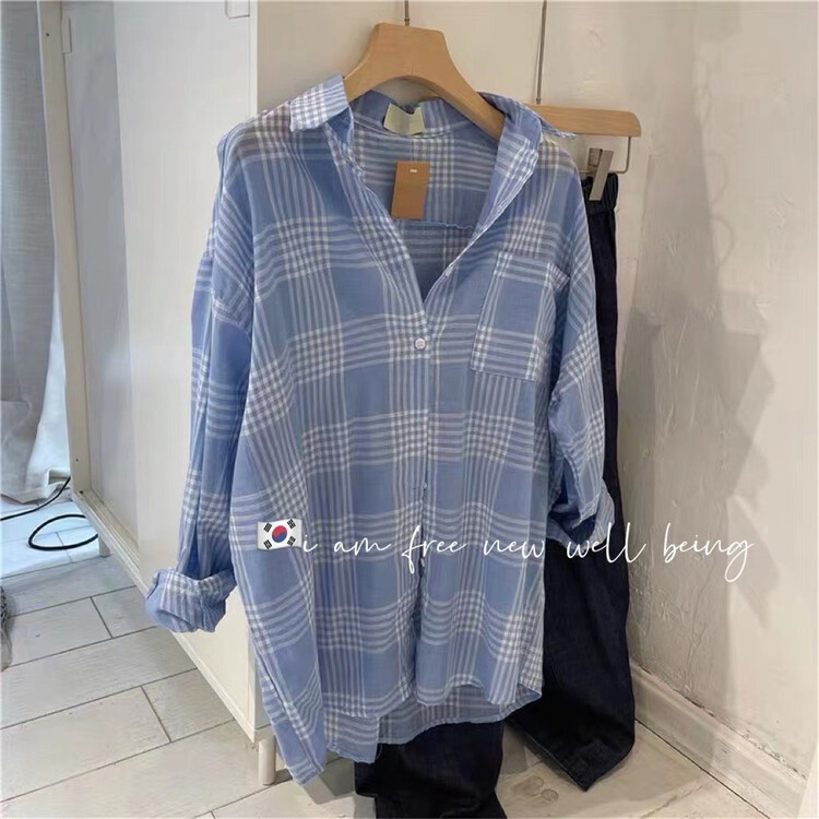 [free studio] Korean casual Plaid long sleeve shirt 2269\hjy