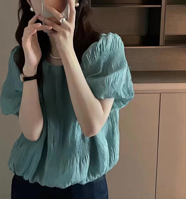 [Zoe Zoe] Korean version craft pleated bubble sleeve shirt m65\zjy