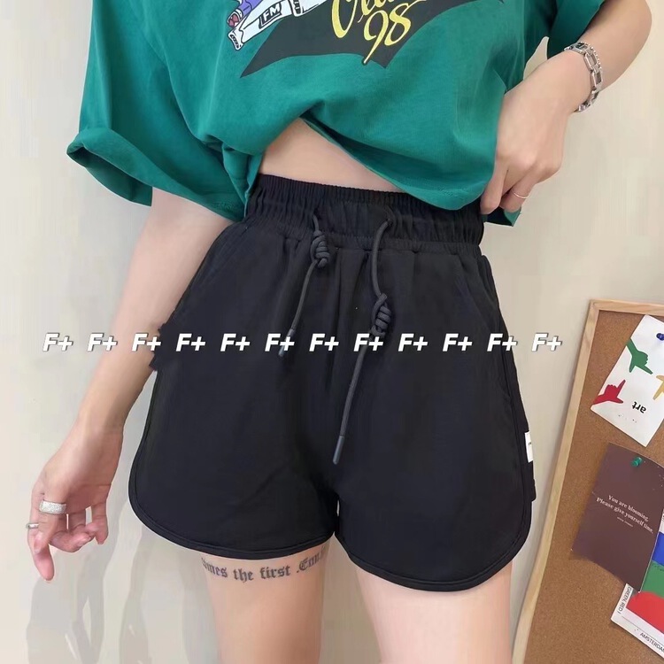 【F】 Elastic high waist letter embroidered casual shorts 1367\hbx
