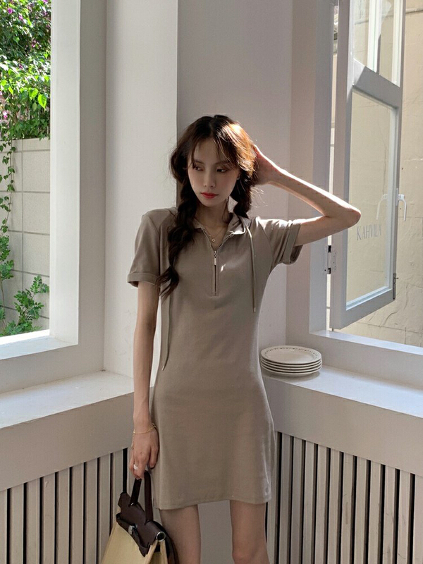 [Xiaofan family] Korean slim fit casual Hooded Dress 6195\lsw