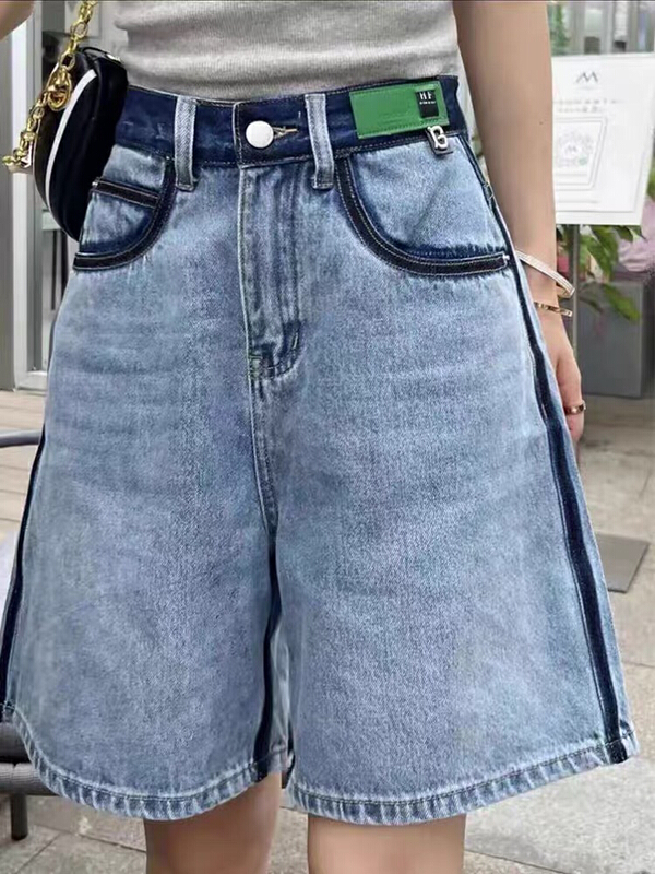 [thousand degree] splicing fashion personalized denim shorts (only pants) 3255\lsw