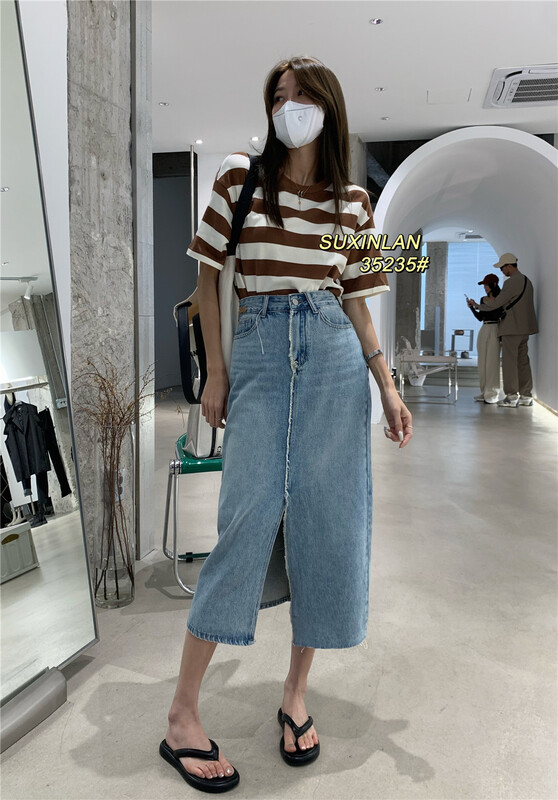 New in early summer! [plain orchid] simple age reduction versatile slim skirt 35235\lsl