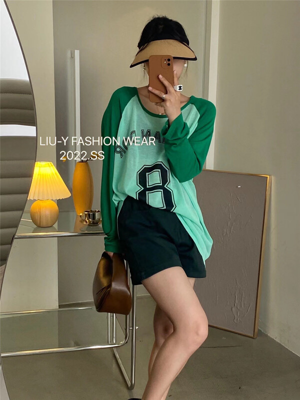 [liu.y] fashionable letter print breathable versatile sunscreen shirt 3513\l