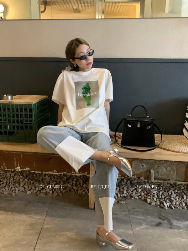 [DT class] versatile loose personalized short sleeve T-shirt 4801\xyj