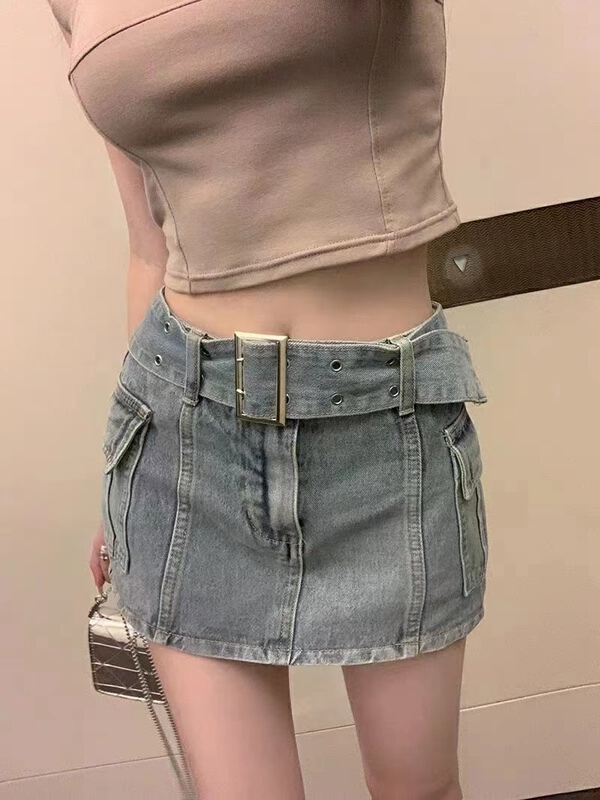 [o not 1] hot girl design skinny denim skirt (with belt) w875\lsw